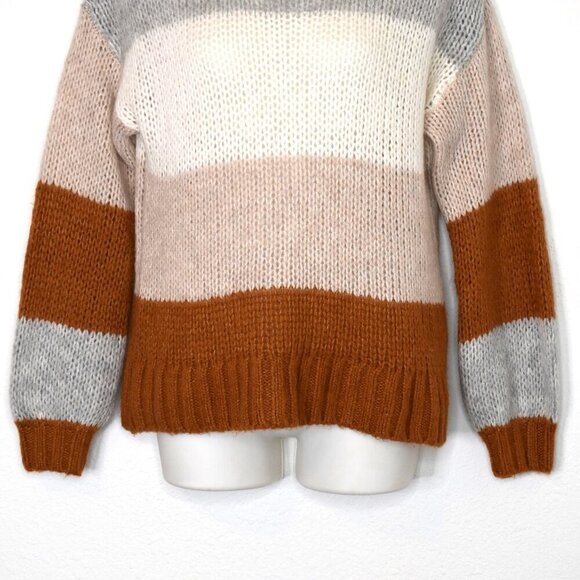 GAP Striped Sweater Sz S Alpaca Wool Colorblock Slouchy Neutral Minimalist - Picture 3 of 14